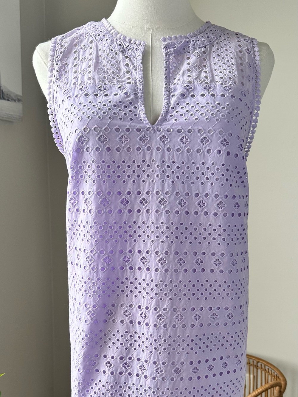LOFT Lilac Eyelet Sleeveless Midi Dress